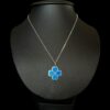 Blue Opal Pendant Clover Blossom Silver Jewelry Detail Shot - Pendant and Chain Shot - Lefkara Silver