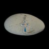 Blue Opal Pendant Elegant Cross Silver Jewelry Display Shot - Prop Shot - Lefkara Silver