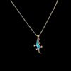 Blue Opal Pendant Gecko Spirit Silver Jewelry Detail Shot - Pendant and Chain Shot - Lefkara Silver