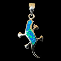 Blue Opal Pendant Gecko Spirit Silver Jewelry Product Shot - Isolated View - Lefkara Silver