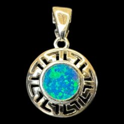 Blue Opal Pendant Meander Dive Silver Jewelry Product Shot - Isolated View - Lefkara Silver