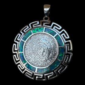 Blue Opal Pendant Phaistos Meander Silver Jewelry Product Shot - Isolated View - Lefkara Silver