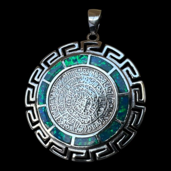 Blue Opal Pendant Phaistos Meander Silver Jewelry Product Shot - Isolated View - Lefkara Silver