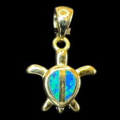 Blue Opal Pendant Sea Turtle Bliss Gold Plated Jewelry Product Shot - Isolated View - Lefkara Silver