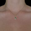 Blue Opal Pendant Sea Turtle Bliss Gold Plated Jewelry Wear Shot - Model Shot - Lefkara Silver