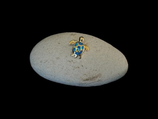 Blue Opal Pendant Starlight Turtle Gold Plated Jewelry Display Shot - Prop Shot - Lefkara Silver