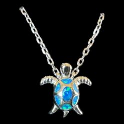 Blue Opal Pendant Starlight Turtle Silver Jewelry Product Shot - Isolated View - Lefkara Silver