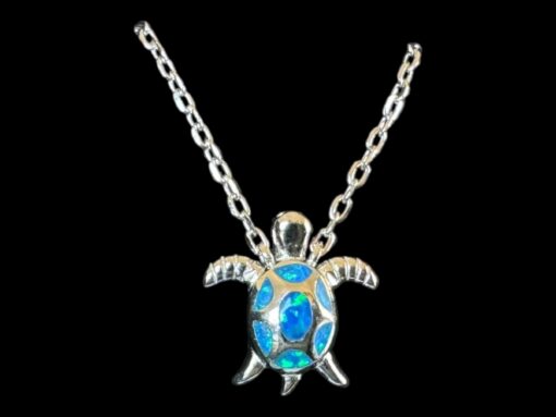 Blue Opal Pendant Starlight Turtle Silver Jewelry Product Shot - Isolated View - Lefkara Silver