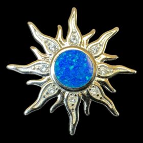 Blue Opal Pendant Sunshine Blessing Silver Jewelry Product Shot - Isolated View - Lefkara Silver