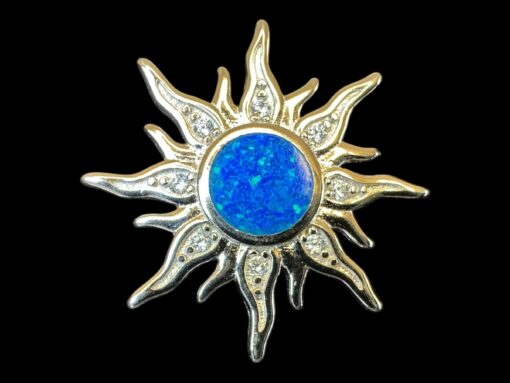 Blue Opal Pendant Sunshine Blessing Silver Jewelry Product Shot - Isolated View - Lefkara Silver