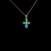 Blue Opal Pendant Teardrop Cross Gold Plated Jewelry Detail Shot - Pendant and Chain Shot - Lefkara Silver