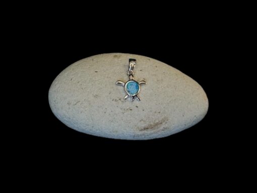 Blue Opal Pendant Turtle Tale Silver Jewelry Display Shot - Prop Shot - Lefkara Silver