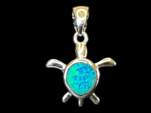 Blue Opal Pendant Turtle Tale Silver Jewelry Product Shot - Isolated View - Lefkara Silver