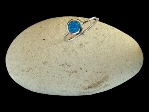 Blue Opal Ring Birthstone Silver Jewelry Display Shot - Prop Shot - Lefkara Silver