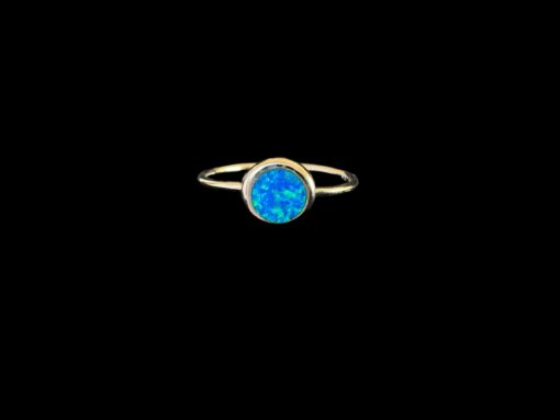 Blue Opal Ring Birthstone Silver Jewelry Product Shot - Isolated View - Lefkara Silver