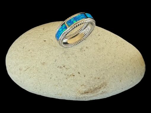 Blue Opal Ring Blue Horizon Silver Jewelry Display Shot - Prop Shot - Lefkara Silver