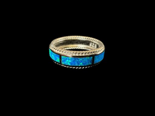 Blue Opal Ring Blue Horizon Silver Jewelry Product Shot - Isolated View - Lefkara Silver