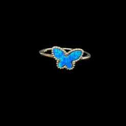 Blue Opal Ring Butterfly Bliss Silver Jewelry Product Shot - Isolated View - Lefkara Silver