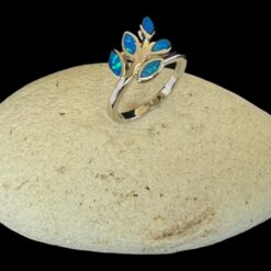 Blue Opal Ring Laurel Branch Silver Jewelry Display Shot - Prop Shot - Lefkara Silver