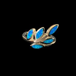 Blue Opal Ring Laurel Branch Silver Jewelry Product Shot - Isolated View - Lefkara Silver