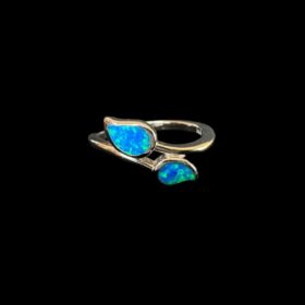 Blue Opal Ring Leaf Wrap Silver Jewelry Product Shot - Isolated View - Lefkara Silver