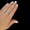 Blue Opal Ring Mosaic Deco Silver Jewelry Wear Shot - Model Shot - Lefkara Silver