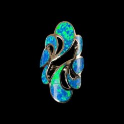 Blue Opal Ring Mystic Swirl Silver Jewelry Product Shot - Isolated View - Lefkara Silver