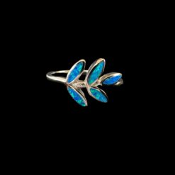 Blue Opal Ring Olive Branch Silver Jewelry Product Shot - Isolated View - Lefkara Silver