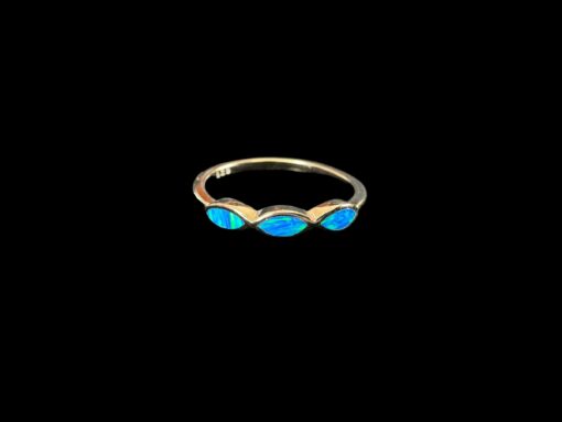 Blue Opal Ring Tranquil Wave Silver Jewelry Product Shot - Isolated View - Lefkara Silver