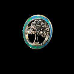 Blue Opal Ring Tree of Life Halo Silver Jewelry Product Shot - Isolated View - Lefkara Silver