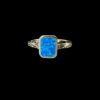 Blue Opal Ring Vintage Bezel Silver Jewelry Product Shot - Isolated View - Lefkara Silver