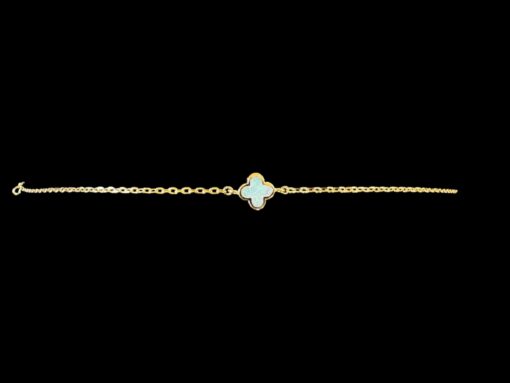 White Opal Bracelet Clover Elegance Gold Plated Jewelry Product Shot - Isolated View - Lefkara Silver