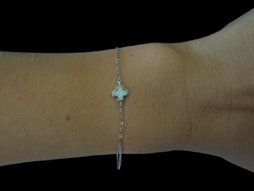 White Opal Bracelet Clover Elegance - Image 2