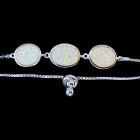 White Opal Bracelet Coastal Trio Silver Jewelry Product Shot - Isolated View - Lefkara Silver