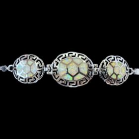 White Opal Bracelet Cosmic Meander Silver Jewelry Product Shot - Isolated View - Lefkara Silver