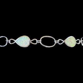 White Opal Bracelet Opalescent Links Silver Jewelry Product Shot - Isolated View - Lefkara Silver