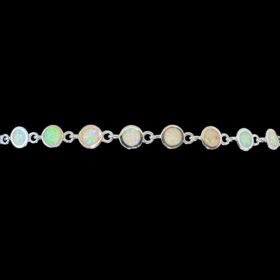 White Opal Bracelet Radiant Circle Silver Jewelry Product Shot - Isolated View - Lefkara Silver