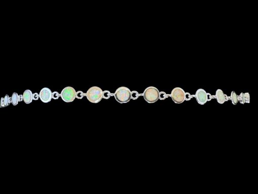 White Opal Bracelet Radiant Circle Silver Jewelry Product Shot - Isolated View - Lefkara Silver