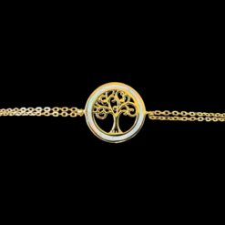 White Opal Bracelet Radiant Tree of Life Gold Plated Jewelry Product Shot - Isolated View - Lefkara Silver