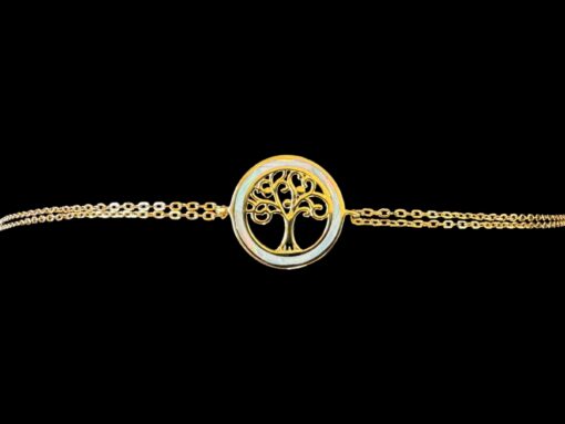 White Opal Bracelet Radiant Tree of Life Gold Plated Jewelry Product Shot - Isolated View - Lefkara Silver