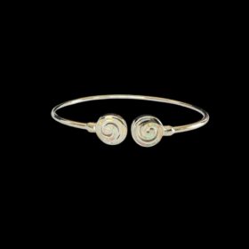 White Opal Bracelet Spiral Bangle Silver Jewelry Product Shot - Isolated View - Lefkara Silver