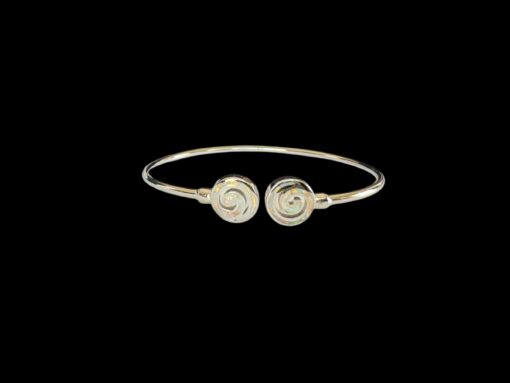 White Opal Bracelet Spiral Bangle Silver Jewelry Product Shot - Isolated View - Lefkara Silver