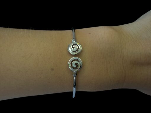 White Opal Bracelet Spiral Bangle - Image 2