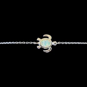 White Opal Bracelet Turtle Tale Silver Jewelry Product Shot - Isolated View - Lefkara Silver