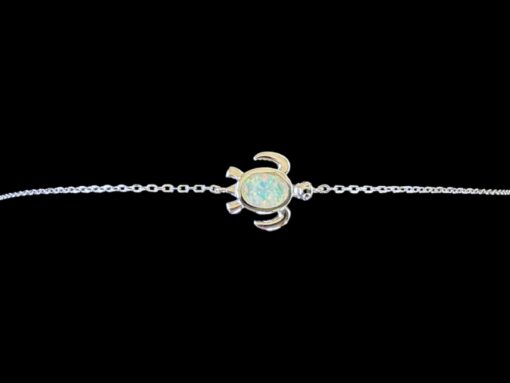 White Opal Bracelet Turtle Tale Silver Jewelry Product Shot - Isolated View - Lefkara Silver