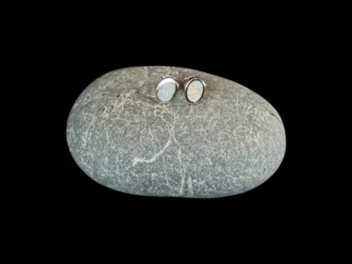 White Opal Earrings Birthstone Silver Jewelry Display Shot - Prop Shot - Lefkara Silver