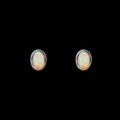 White Opal Earrings Birthstone Silver Jewelry Product Shot - Isolated View - Lefkara Silver