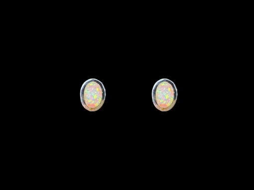 White Opal Earrings Birthstone Silver Jewelry Product Shot - Isolated View - Lefkara Silver