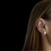 White Opal Earrings Birthstone Silver Jewelry Wear Shot - Model Shot - Lefkara Silver