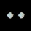 White Opal Earrings Clover Bloom Silver Jewelry Product Shot - Isolated View - Lefkara Silver